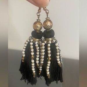 Tassel Earrings With Beaded Details